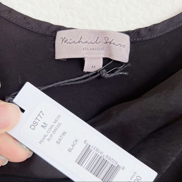 MICHAEL STARS PEARL COWL NECK SLIP DRESS size M in black - Picture 7 of 9